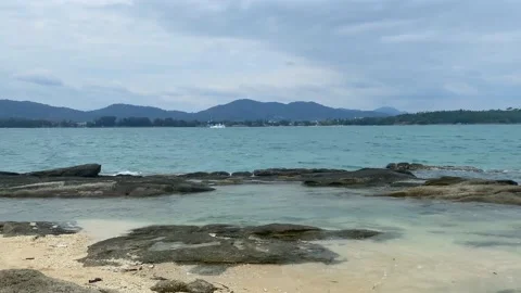 View from the beach to another island. Stock Footage 236693492