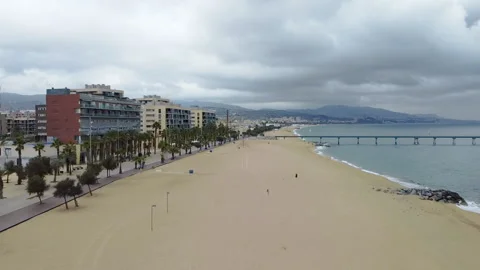 View of the beach in Barcelona Stock Footage 166006530