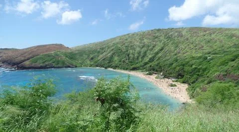 A View of the Beach Below on Oahu Stock Photos