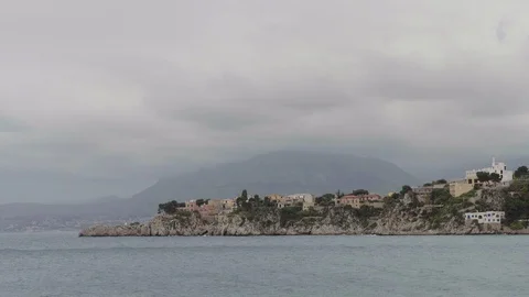 The View from the beach in Capo Zafferano on a cloudy day Stock Footage 88677600