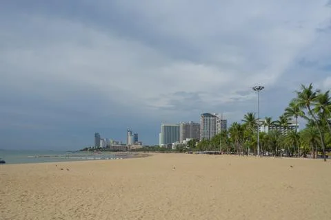 View from the beach to the city Stock Photos