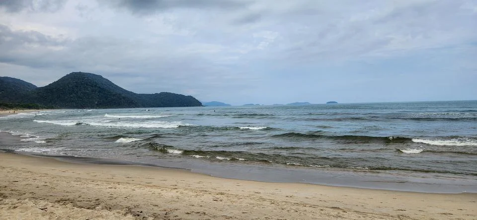 View of the beach on a cloudy day. Stock Photos