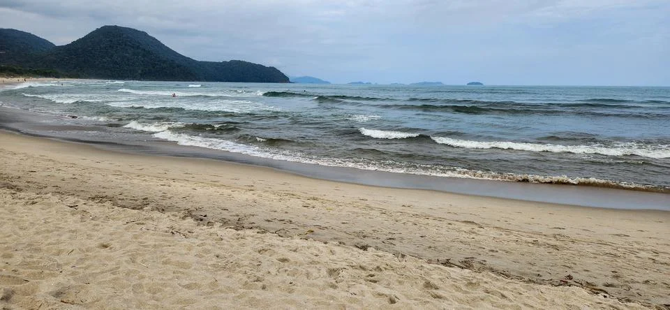 View of the beach on a cloudy day. Foto stock
