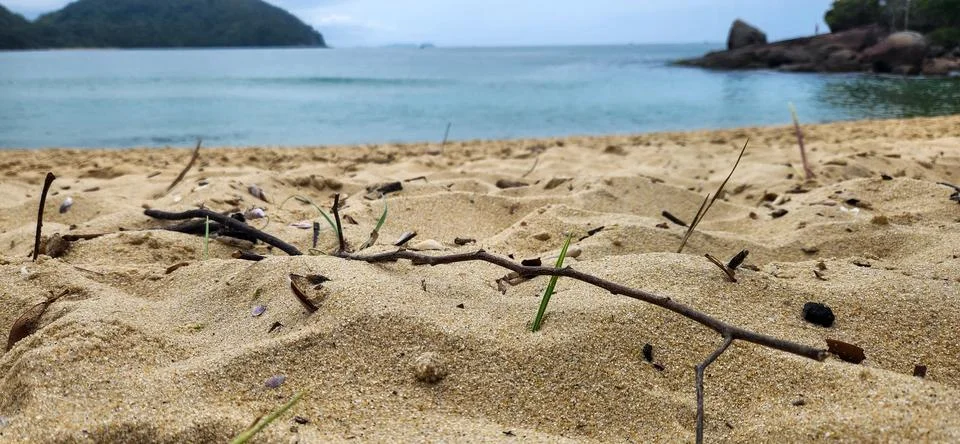 View of the beach on a cloudy day. Stock Photos