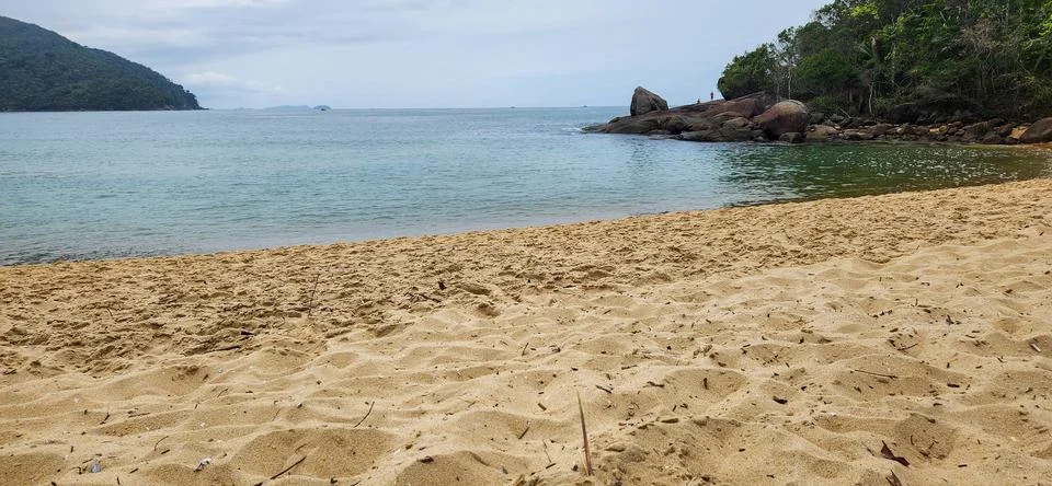 View of the beach on a cloudy day. Foto stock
