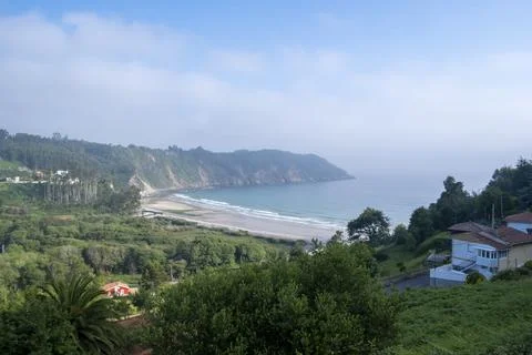 View of beach Concha de Artedo at Magdalena, Asturias, Spain. 스톡 사진