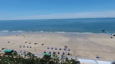 View of the beach, drone shot Video stock 303883698