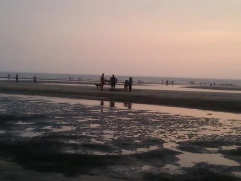 View of a beach during an interesting evening trip Foto stock