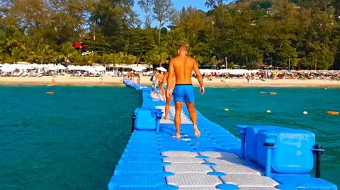 View of the beach from the floating pantone Video stock 38289826