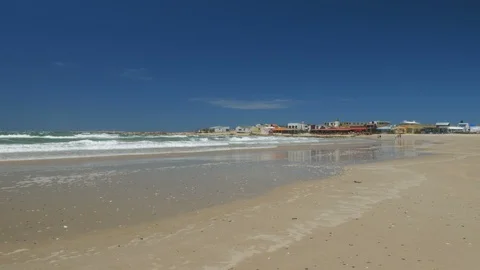 View of the beach in front of Cabo Polonio small village. Video stock 87721687