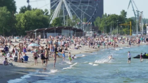 View of a beach in Gdynia, Poland in 4k slow motion 60fps Stock Footage 281072550