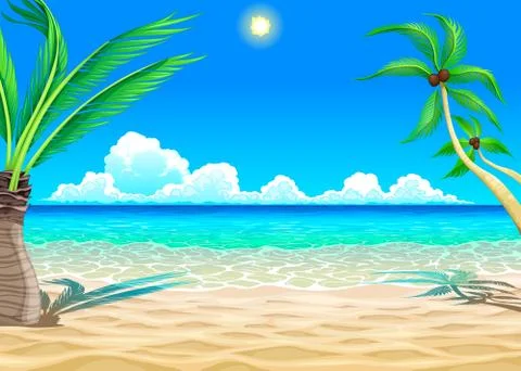 View on the beach Stock Illustration