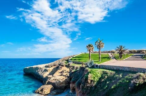 View of beach inside the city Stock Photos