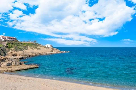 View of beach inside the city Stock Photos