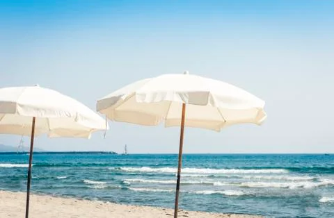 View of the beach of ionic sea near Catania, Sicily, Italy, Lido Cled with wh Stock Photos