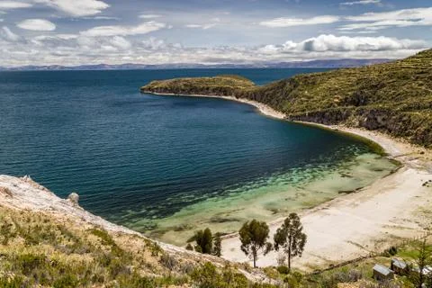 View at a beach in Isla del Sol, Titicaca, Bolivia Stock Photos