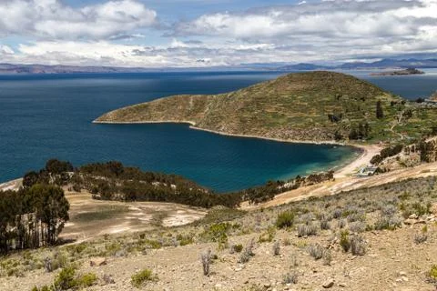 View at a beach in Isla del Sol, Titicaca, Bolivia Stock Photos