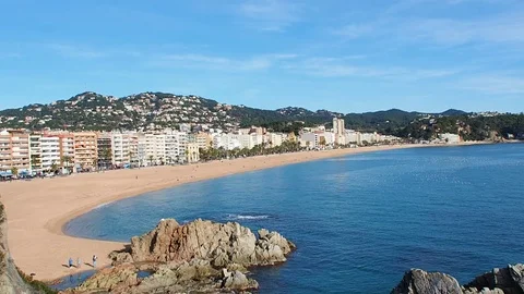View of the beach of Lloret de Mar 스톡 동영상 71886241