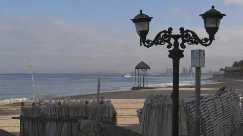 View of Beach from the Malecon (Broadwalk) in Puerto Vallarta, Mexico Video stock 50116526