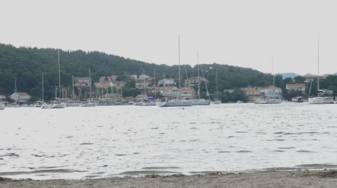 View From the Beach to the Marina- Slow Motion Stock Footage 54911247