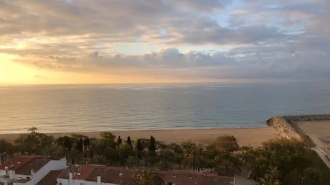 View of beach in Mataro, Barcelona, Spain Stock Footage 107918176