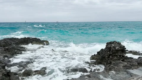 A view of the beach from MSC Cruise Lines' private island Ocean Cay, Bahamas Stock Footage 267520292