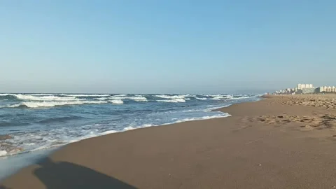 A view of a beach near the waves Stock Footage 204124921