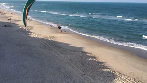 View of a beach from a paraglider Stock Footage 132618274