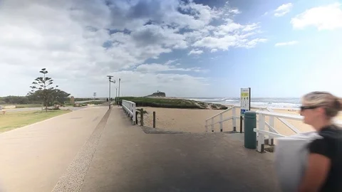 View of the beach from road/pathway 2. Stock Footage 81882672