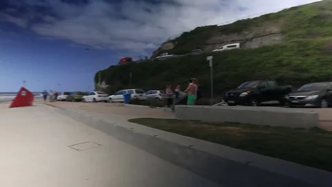 View of beach from roadside. Stock Footage 81882686