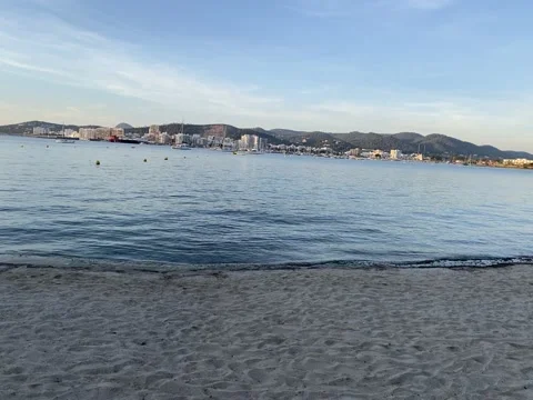 View from beach of San Antonio bay ibiza 库存影片 162374040