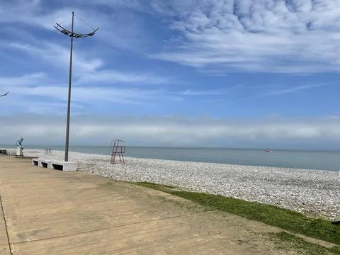 View of the beach, sea, clouds Stock Photos