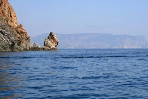 View on the beach from the sea Stock Photos