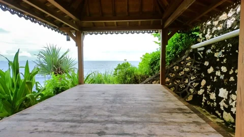 View of the beach seen from the pavilion Stock Footage 166373352