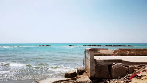 View of a beach that is slowly eroding. Geological concept Stock Footage 154548800