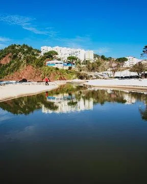 View of the beach in the snow in winter Stock Photos