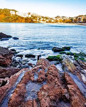 View of the beach in the snow in winter Stock Photos
