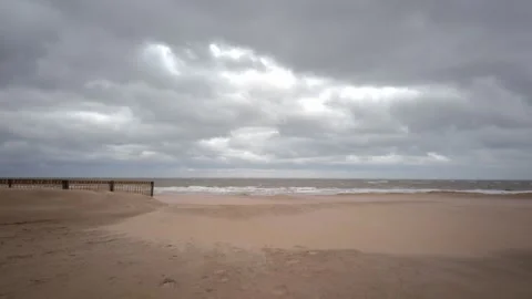 View on beach on a stormy day Stock Footage 330239586