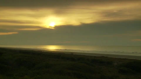 View of beach at sunset Stock Footage 57814395