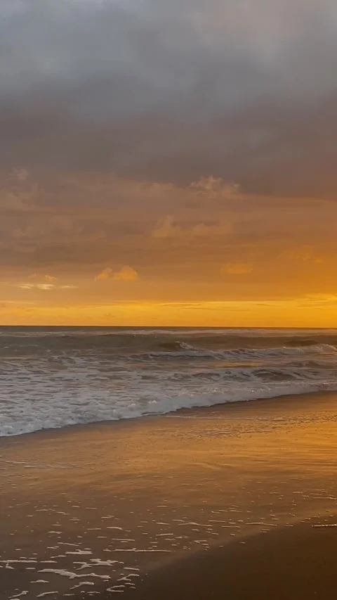 View of the beach at sunset Stock Footage 295011899
