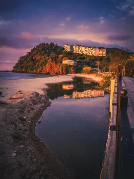 View of the beach at sunset Stock Photos
