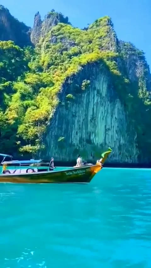 The view of the beach surrounded by the island Stock Footage 203933481