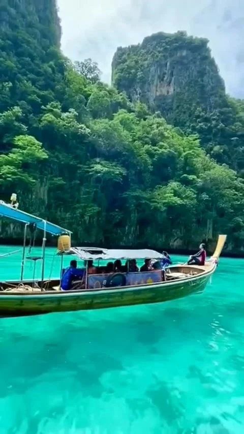 The view of the beach surrounded by the island Stock Footage 203934136