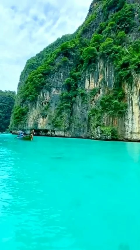 The view of the beach surrounded by the island Stock Footage 203934288