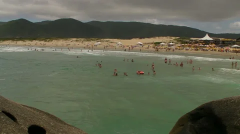 A View of the Beach through the Rocks Stock Footage 33744308