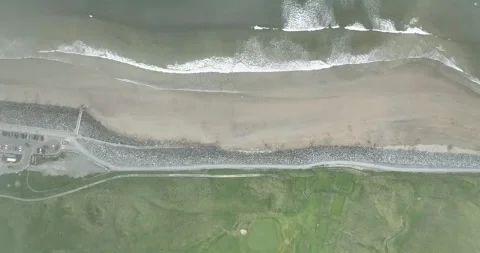 View of the beach through the white clouds. Flying through clouds. Stock Footage 259809402