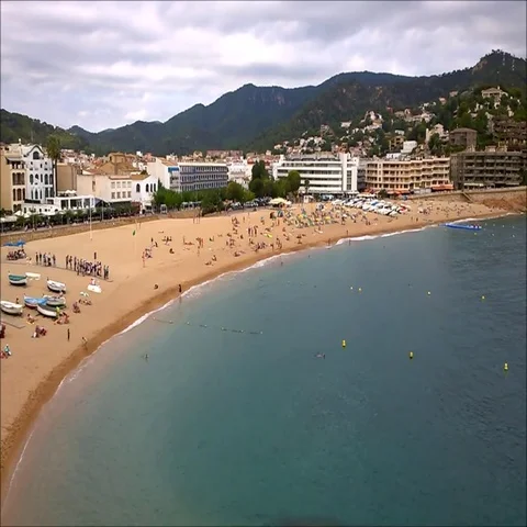 View of the beach of Tossa de Mar in Girona, Spain 스톡 동영상 69496246