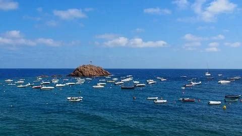 View of the beach in Tossa de Mar, Spain Stock Footage 91984055