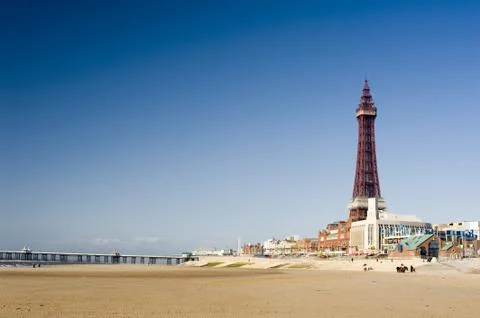 View of the beachfront at Blackpool Stock Photos