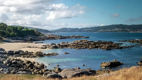 View of a beautiful beach full of rocks Stock Footage 242505241